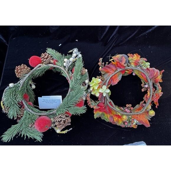 QVC Valerie Hill Glass Hurricane Candle Beaded Rings Fall & Christmas NIB Pretty - Picture 11 of 12